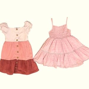 Girls Dress Bundle 4T 5T| Smocked Ruffle + Colorblock Puff Sleeve | Pink Dresses